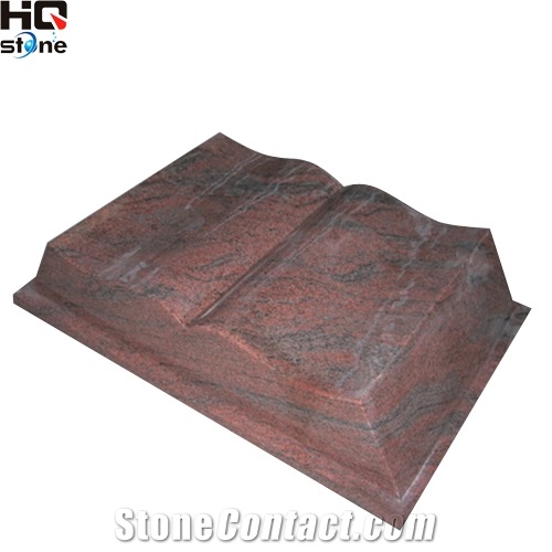 Red Color Granite Book Shape Slant Grave Monuments