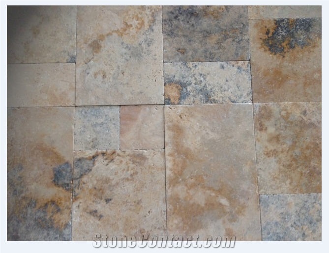 Rustic 1st Quality Tumbled Travertine French Pattern Set