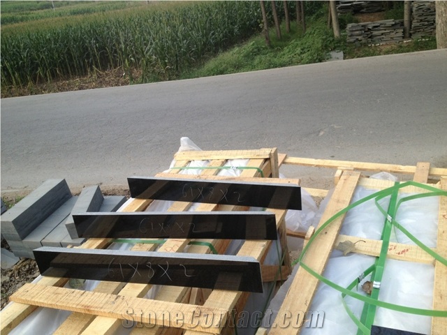 China Black Granite Tiles Slabs with 45 Degree Cutting for Tomstone Accessories, Shanxi , China , Absolute , Nero Assoluto, G7 Black Granite Monument & Tombstone