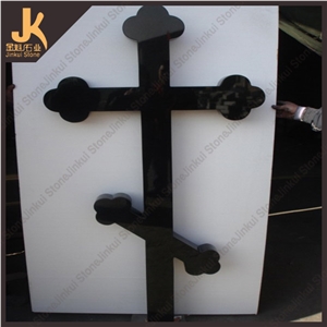 Cross 7 Gravestone Monument,China Black Tombstone,Shanxi Black Granite Tombstome&Monument