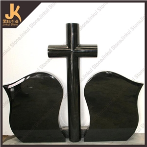 Double 2 Gravestone Monument &China Black Tombstone Shanxi Black Granite Tombstome&Monument