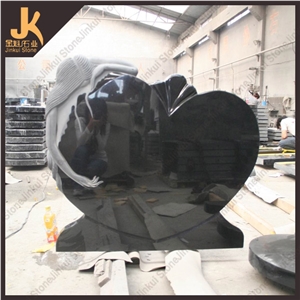 Heart-Shaped 3 Gravestone Monument &China Black Tombstone Shanxi Black Granite Tombstome&Monument