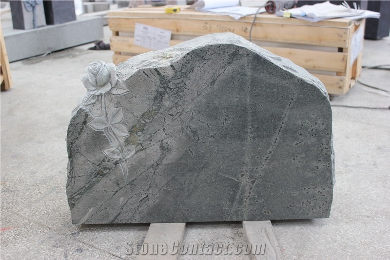 Own Quarry Popular Sky Blue Granite Rose Carving Memorial, American Style Memorial, Own Design Granite Monument & Tombstone