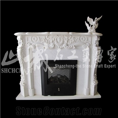 Indoor Electric Fireplace Without Remote Control, White Marble Fireplace