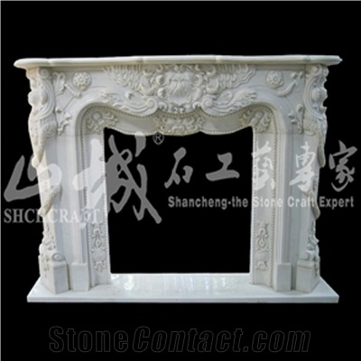 Indoor Electric Fireplace Without Remote Control, White Marble Fireplace