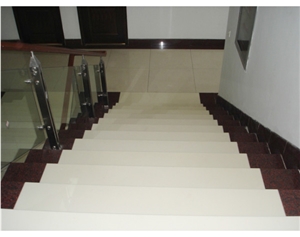 Pure White Crystallized Glass Stone Stairs