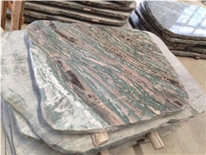 Garden Occasional Table Set, Garden Rest Table, Nine Dragon Painting Green Onyx Tables