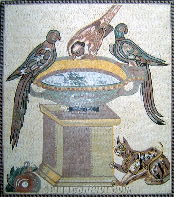 Parrots and Cat Mosaic Hand Work