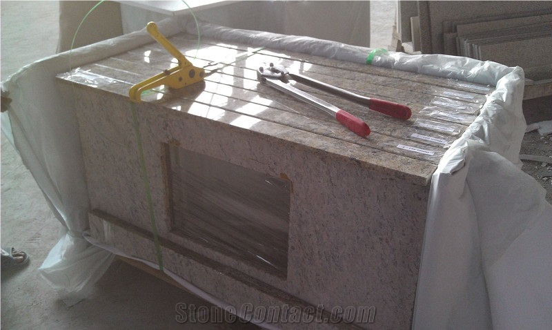 Santa Cecilia Dark Mitered Edge Vanity Top, Santa Cecilia Dark Granite Vanity Tops