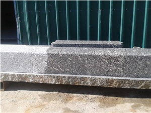 Azul Anochecer Granite Kerbstone, Faces Flamed, Azul Anochecer Granite