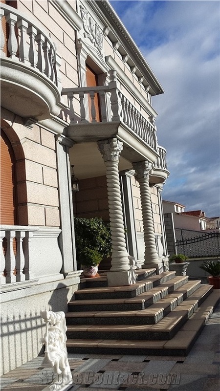 Columns, Pedestals, Grey Quintana White Granite, Gris Quintana Grey Granite Columns