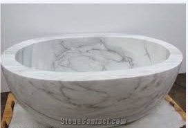 Bianco Statuario Marble Bathroom Bathtub, Oval Stone Bathtub