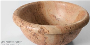 Peach Sink Lip Pink Travertine, Pink Travertine Round Basins & Sinks