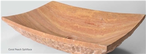 Peach Sink Splitface, Peach Sink Pink Travertine Sinks