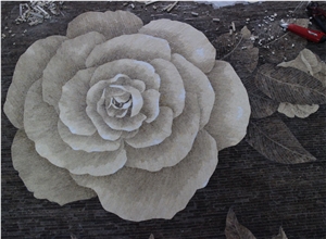 Marble Painting Flower Medallion Art Works