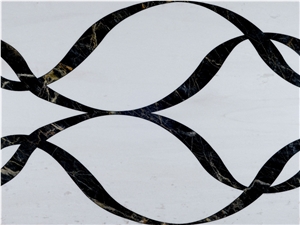 Marble Water Jet Medallion _mwj004, China White Marble