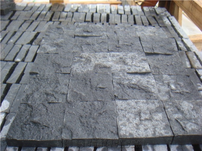 Bush Hammered G684 Slabs & Tiles, G684,Fuding Black,Black Basalt Slabs & Tiles