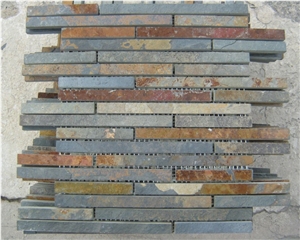 Yellow Slate Linear Strips Mosaic