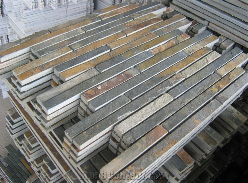 Yellow Slate Linear Strips Mosaic