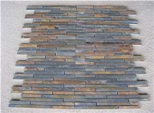 Yellow Slate Linear Strips Mosaic