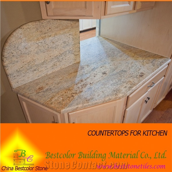 Custom Designed Kashmir Gold Granite Cooktop, Kashimir Gold Yellow Granite Kitchen Countertops