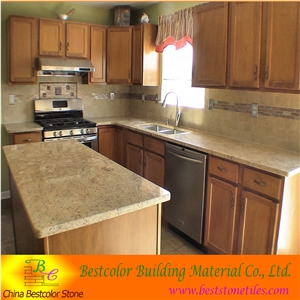 Custom Designed Kashmir Gold Granite Cooktop, Kashimir Gold Yellow Granite Kitchen Countertops