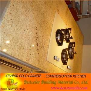 Custom Designed Kashmir Gold Granite Cooktop, Kashimir Gold Yellow Granite Kitchen Countertops