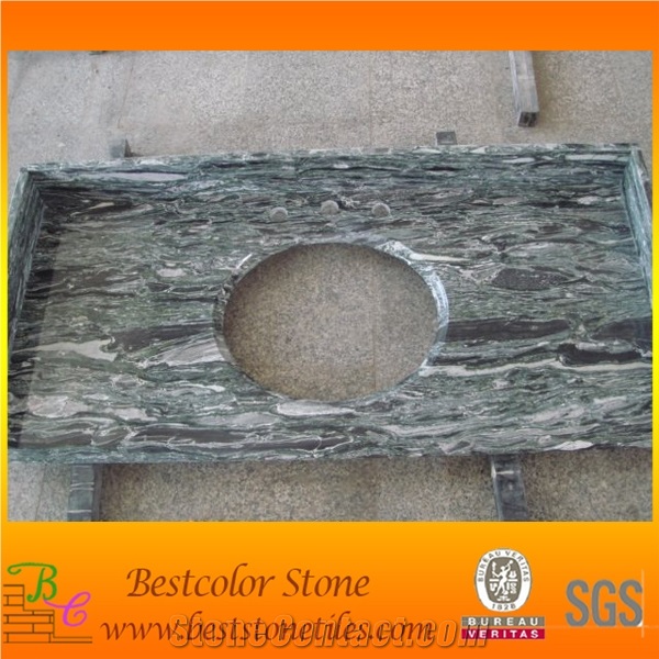 River Wave Green Granite Vanity Tops, Green Stone Bath Tops, Colored River Stone Green Granite Vanity Tops