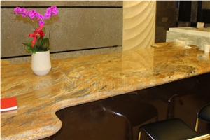 Brazil Imperial Gold Irregular Council Board Countertops & Recption Tops, India Imperial Gold Granite Countertops