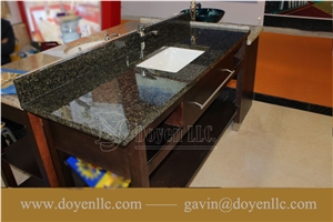 Brazil Verde Uba Tuba Granite Bathroom Vanity Tops Wt Rectangular Ceramic Sink & Strong Packing
