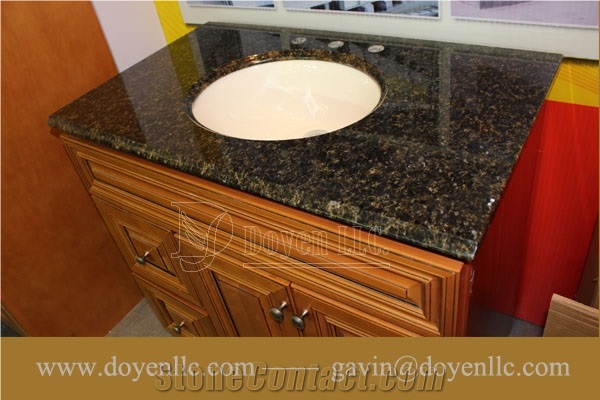 Brazil Verde Uba Tuba Granite Bathroom Vanity Tops Wt Rectangular Ceramic Sink & Strong Packing