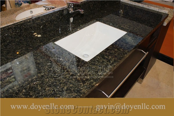 Brazil Verde Ubatuba Granite Bathroom Vanity Tops Wt Rectangular Ceramic Sink & Strong Packing