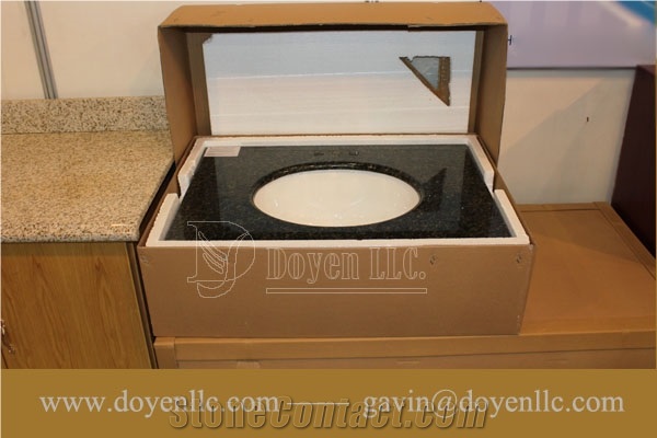 Brazil Verde Ubatuba Granite Bathroom Vanity Tops Wt Rectangular Ceramic Sink & Strong Packing