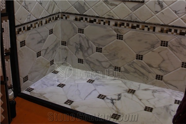 Calcatta White Marble Bathrrom Tub Bases & Shower Wall Tiles