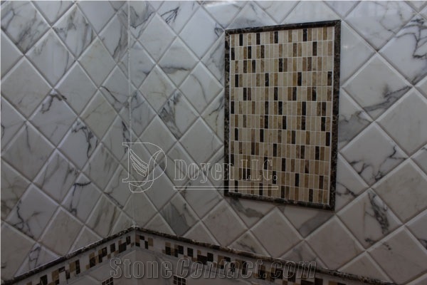 Calcatta White Marble Bathrrom Tub Bases & Shower Wall Tiles