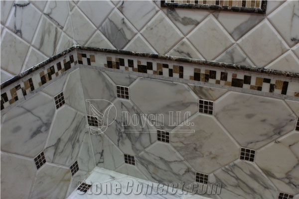 Calcatta White Marble Bathrrom Tub Bases & Shower Wall Tiles