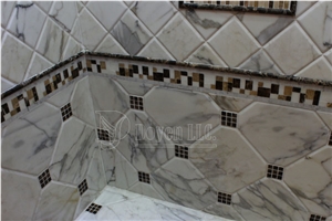 Calcatta White Marble Bathrrom Tub Bases & Shower Wall Tiles