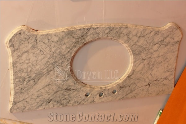 Carrara White Marble Vanity Top with Oval Sink Pre-Attached & Nice Package for Wholesale