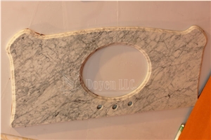 Carrara White Marble Vanity Top with Oval Sink Pre-Attached & Nice Package for Wholesale