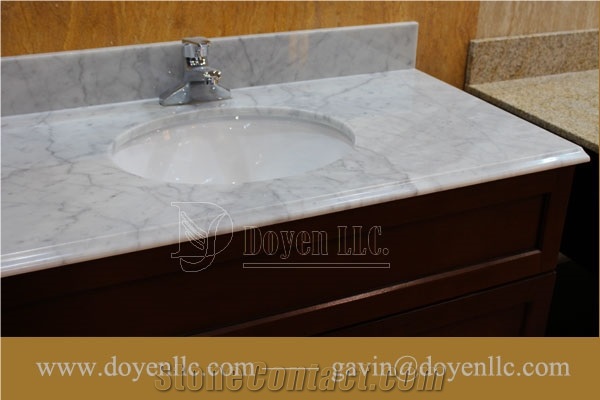 Carrara White Marble Vanity Top with Oval Sink Pre-Attached & Nice Package for Wholesale