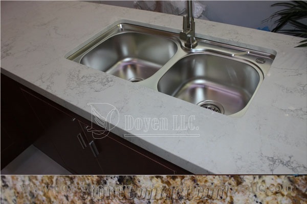 China Dulouvre Quartzite Kitchen Island Countertops Units & Splashes, Sinks