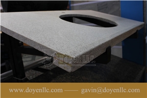 China Pearl White Bathroom Granite Vanity Top with Oval Sink Hole Cut-Out Finished