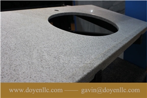 China Pearl White Bathroom Granite Vanity Top with Oval Sink Hole Cut-Out Finished
