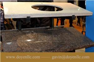China Pearl White Bathroom Granite Vanity Top with Oval Sink Hole Cut-Out Finished