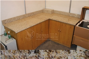 G682 Cheap Chinese Yellow Granite Kitchen Customized Countertops with Splashes, G682, Cheap Chinese Yellow Granite Countertops