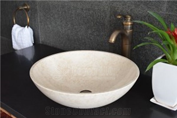 Galala Beige Marble Bathroom Round Sinks & Top Bowls 430x430x135