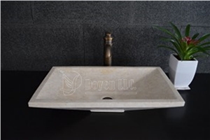 Ggalala Beige Marble Rectangular Vessel Basins 600x350x130