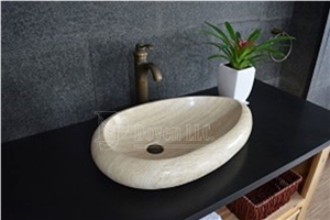 Ggalala Beige Marble Rectangular Vessel Basins 600x350x130