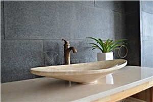 Ggalala Beige Marble Rectangular Vessel Basins 600x350x130