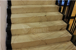 Gloden Sunset Beige Marble Interior Stair Treads, Steps and Raisers A1